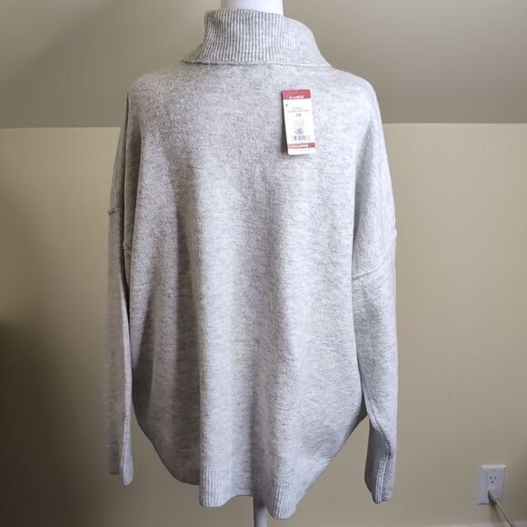 Vince Camuto XL Light Gray Silver Long Dolman Sleeve Turtle Neck Sweater, NEW - Picture 7 of 12